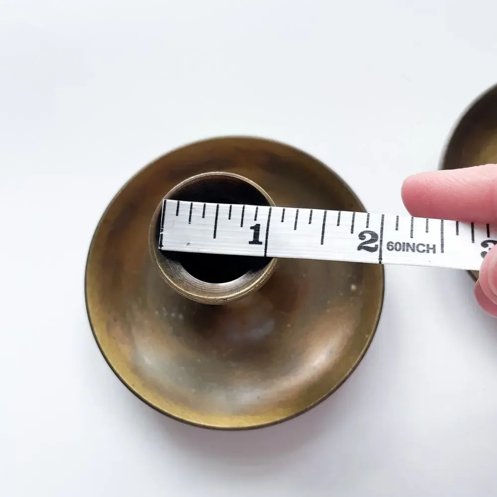 Vintage Brass Round Candlestick Holders Set of Two